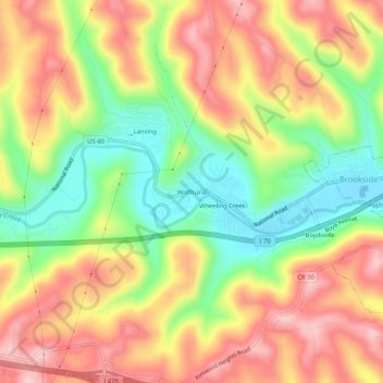 Mapa topográfico Wolfhurst, altitude, relevo