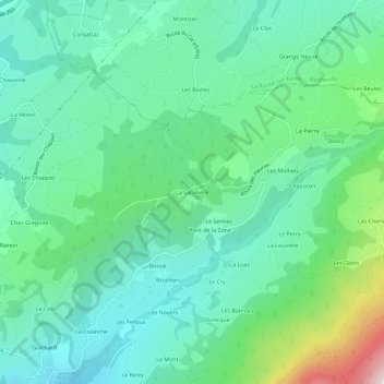 Mapa topográfico La Sapinière, altitude, relevo