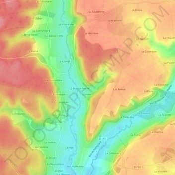 Mapa topográfico Les Echigneux, altitude, relevo