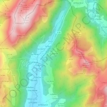 Mapa topográfico Le Châtelet, altitude, relevo