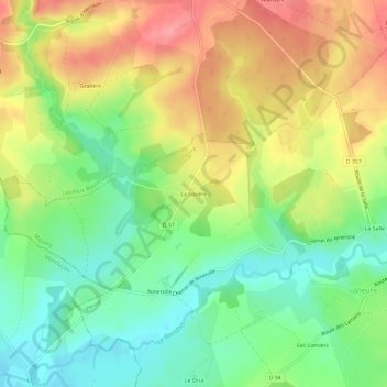 Mapa topográfico La Louère, altitude, relevo
