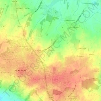Mapa topográfico Beaulieu, altitude, relevo