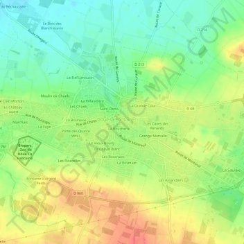 Mapa topográfico Le Ménage, altitude, relevo