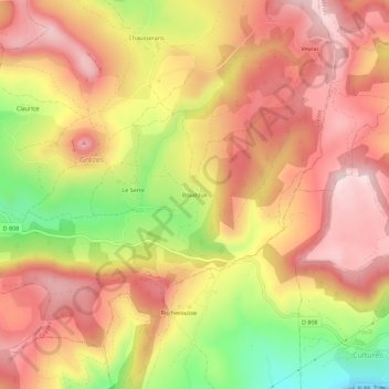 Mapa topográfico Boudoux, altitude, relevo