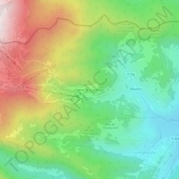 Mapa topográfico Station de Puyvalador, altitude, relevo