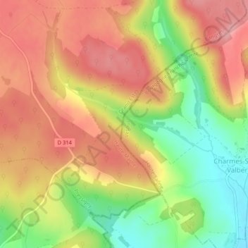 Mapa topográfico Les Tournières, altitude, relevo