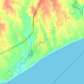 Mapa topográfico Bijao, altitude, relevo