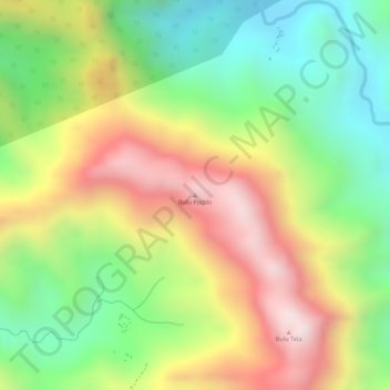 Mapa topográfico Bulu Poddo, altitude, relevo