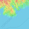 Mapa topográfico Canoe Island, altitude, relevo