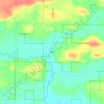 Mapa topográfico Ralph, altitude, relevo