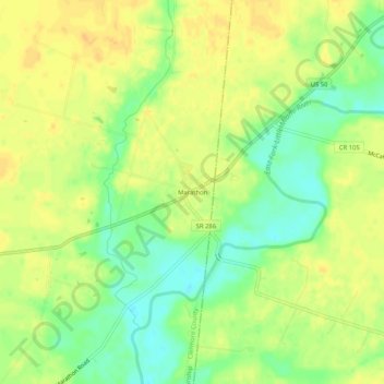 Mapa topográfico Marathon, altitude, relevo