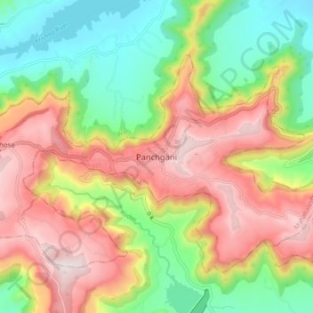 Mapa topográfico Panchgani, altitude, relevo
