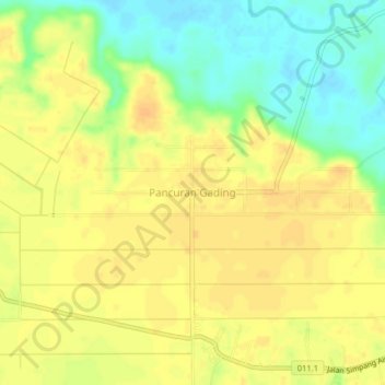 Mapa topográfico Pancuran Gading, altitude, relevo