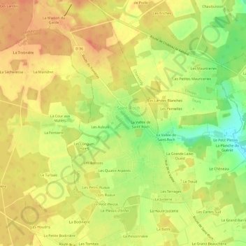 Mapa topográfico La Foire de Saint-Roch, altitude, relevo