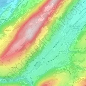 Mapa topográfico Au Mont, altitude, relevo