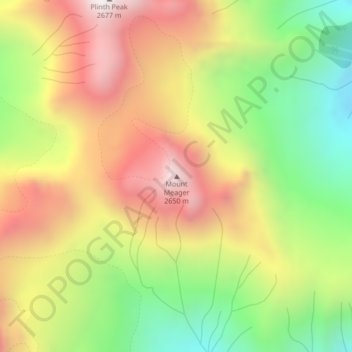 Mapa topográfico Mount Meager, altitude, relevo