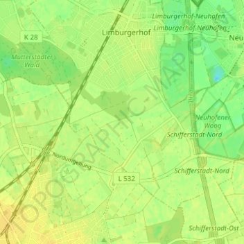 Mapa topográfico Birkenweg, altitude, relevo