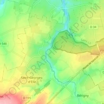 Mapa topográfico Saint-Quentin de Bas, altitude, relevo