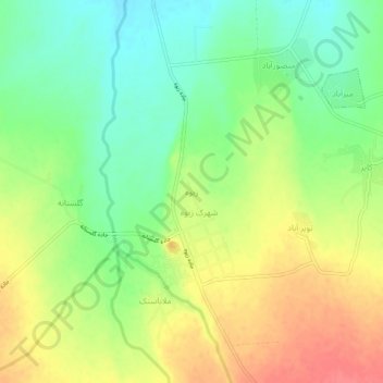 Mapa topográfico Ziveh, altitude, relevo