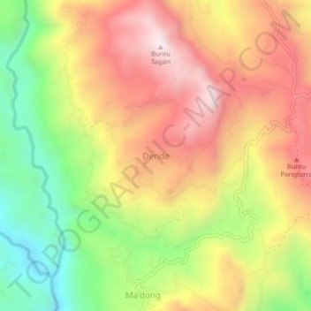 Mapa topográfico Dende, altitude, relevo