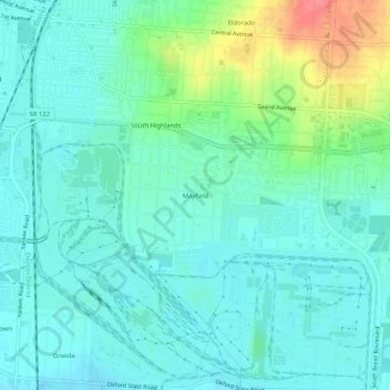 Mapa topográfico Mayfield, altitude, relevo