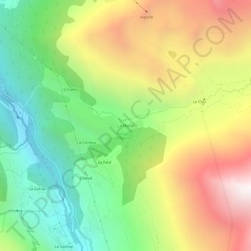Mapa topográfico Le Monal, altitude, relevo