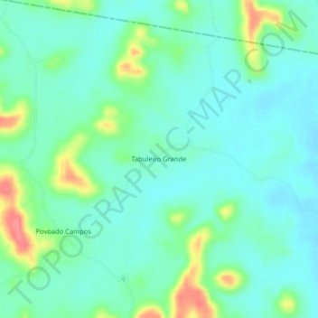 Mapa topográfico Tabuleiro Grande, altitude, relevo