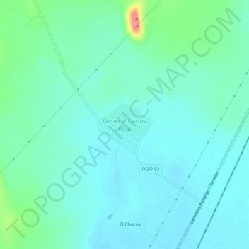 Mapa topográfico General Carlos Real, altitude, relevo