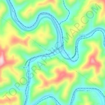 Mapa topográfico Jeff, altitude, relevo
