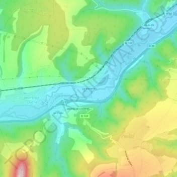 Mapa topográfico La Verrerie, altitude, relevo