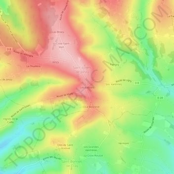 Mapa topográfico Les Justices, altitude, relevo