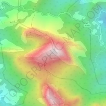 Mapa topográfico Quebra-Frascos, altitude, relevo