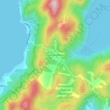 Mapa topográfico Sertão do Ribeirão, altitude, relevo