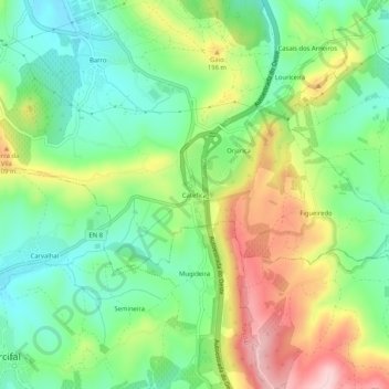 Mapa topográfico Catefica, altitude, relevo