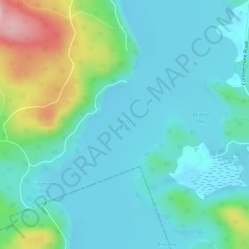 Mapa topográfico Barrys Bay, altitude, relevo