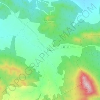 Mapa topográfico El Saúco, altitude, relevo
