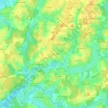 Mapa topográfico Les Petits Bois, altitude, relevo