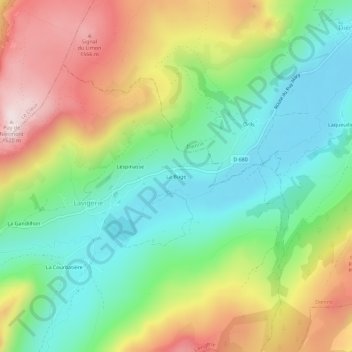 Mapa topográfico La Buge, altitude, relevo