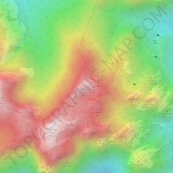 Mapa topográfico Pedra do Papudo, altitude, relevo