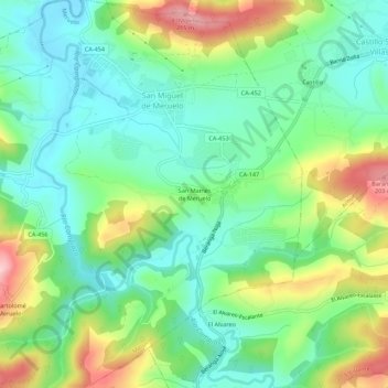 Mapa topográfico San Mamés de Meruelo, altitude, relevo