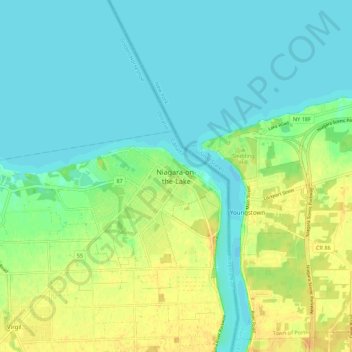 Mapa topográfico Niagara-on-the-Lake, altitude, relevo