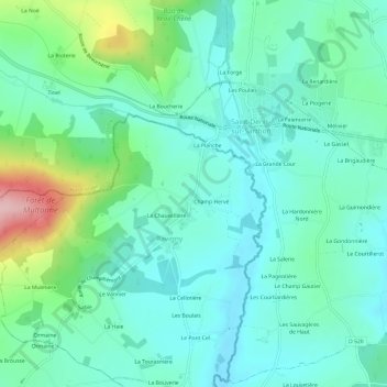 Mapa topográfico La Caillère, altitude, relevo