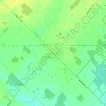 Mapa topográfico Melbourne, altitude, relevo
