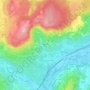 Mapa topográfico Santenay-le-Haut, altitude, relevo
