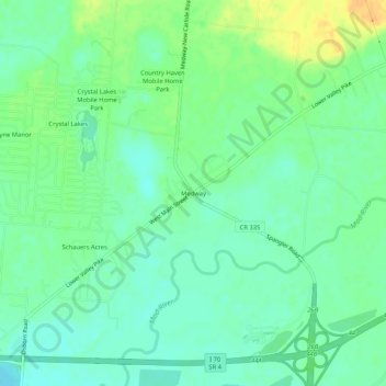 Mapa topográfico Medway, altitude, relevo