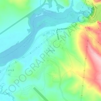 Mapa topográfico Furnas, altitude, relevo