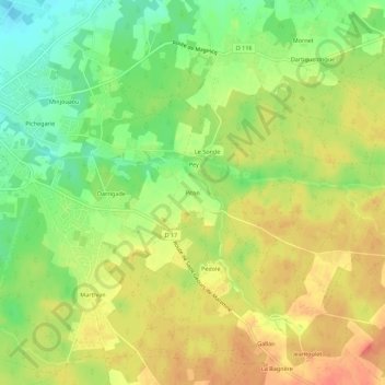 Mapa topográfico Piton, altitude, relevo