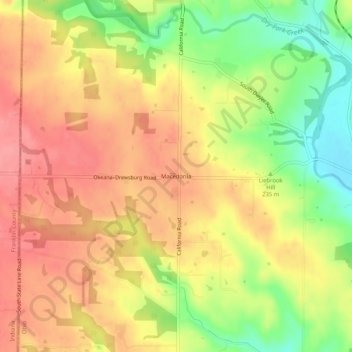 Mapa topográfico Macedonia, altitude, relevo