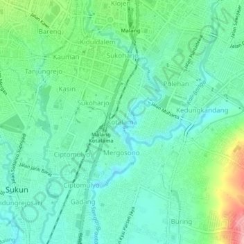Mapa topográfico Kotalama, altitude, relevo