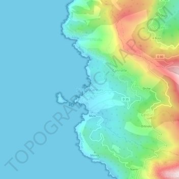 Mapa topográfico Port de Centuri, altitude, relevo